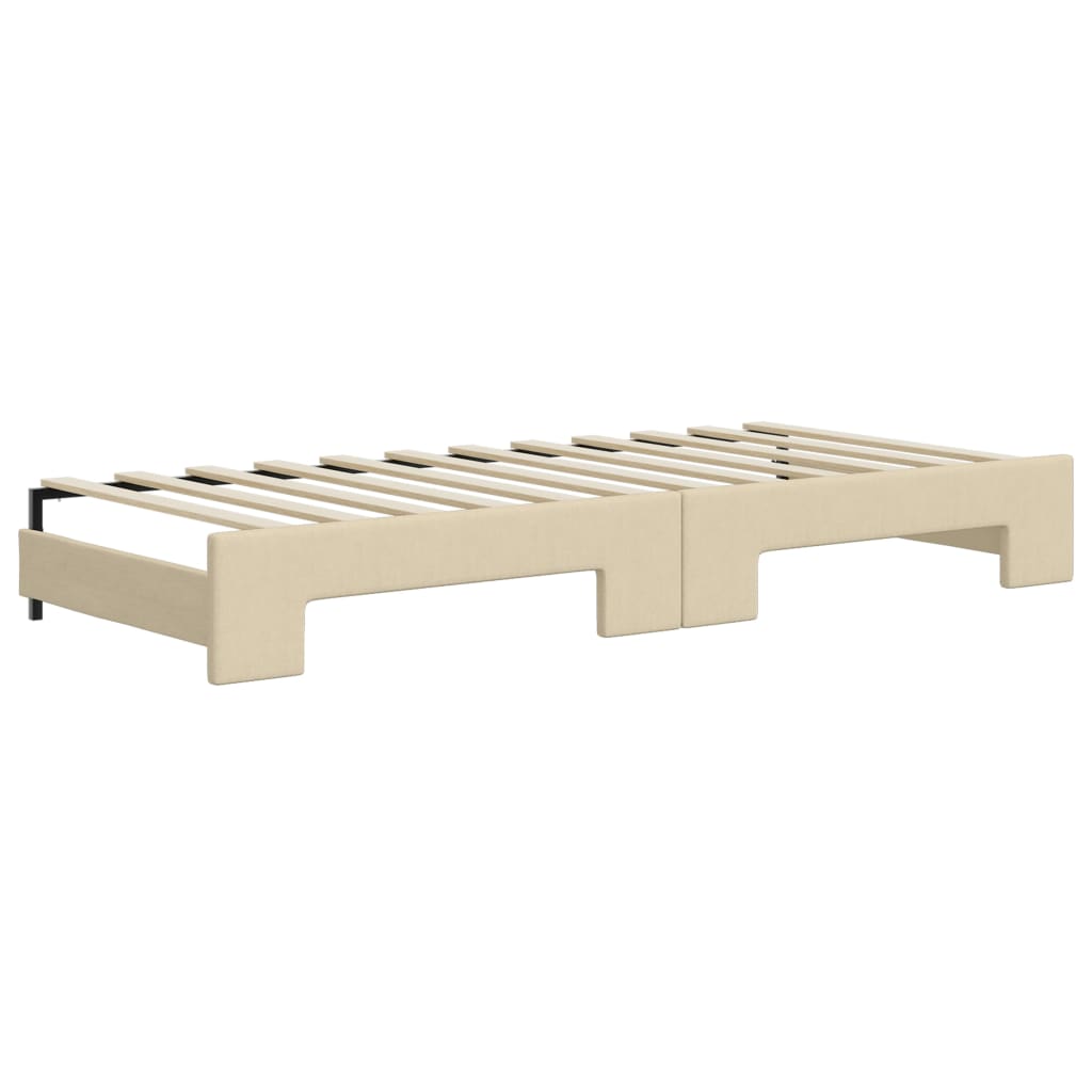 Divano Letto Estraibile con Cassetti Crema 90x200 cm in Tessuto | homemem39