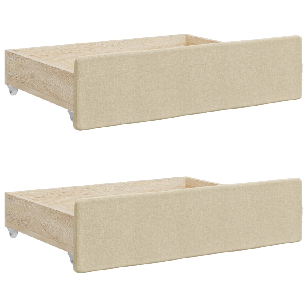 Divano Letto Estraibile con Cassetti Crema 90x200 cm in Tessuto | homemem39