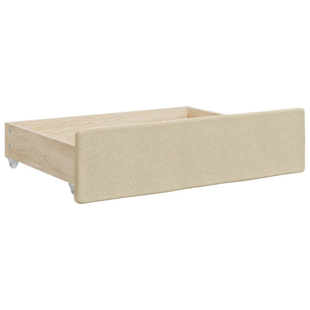 Divano Letto Estraibile con Cassetti Crema 90x200 cm in Tessuto | homemem39