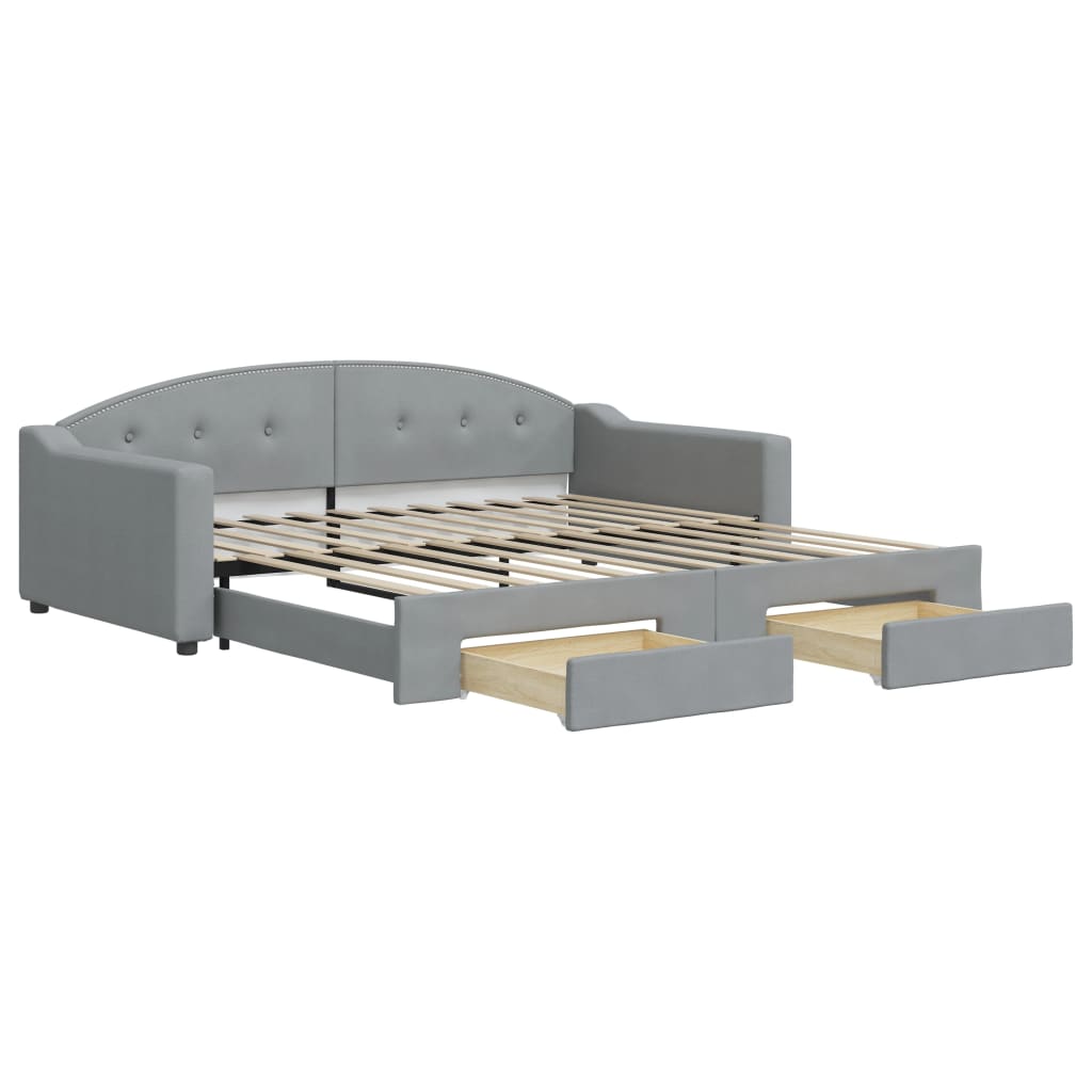 Divano Letto Estraibile Cassetti Grigio Chiaro 100x200 Tessuto - homemem39