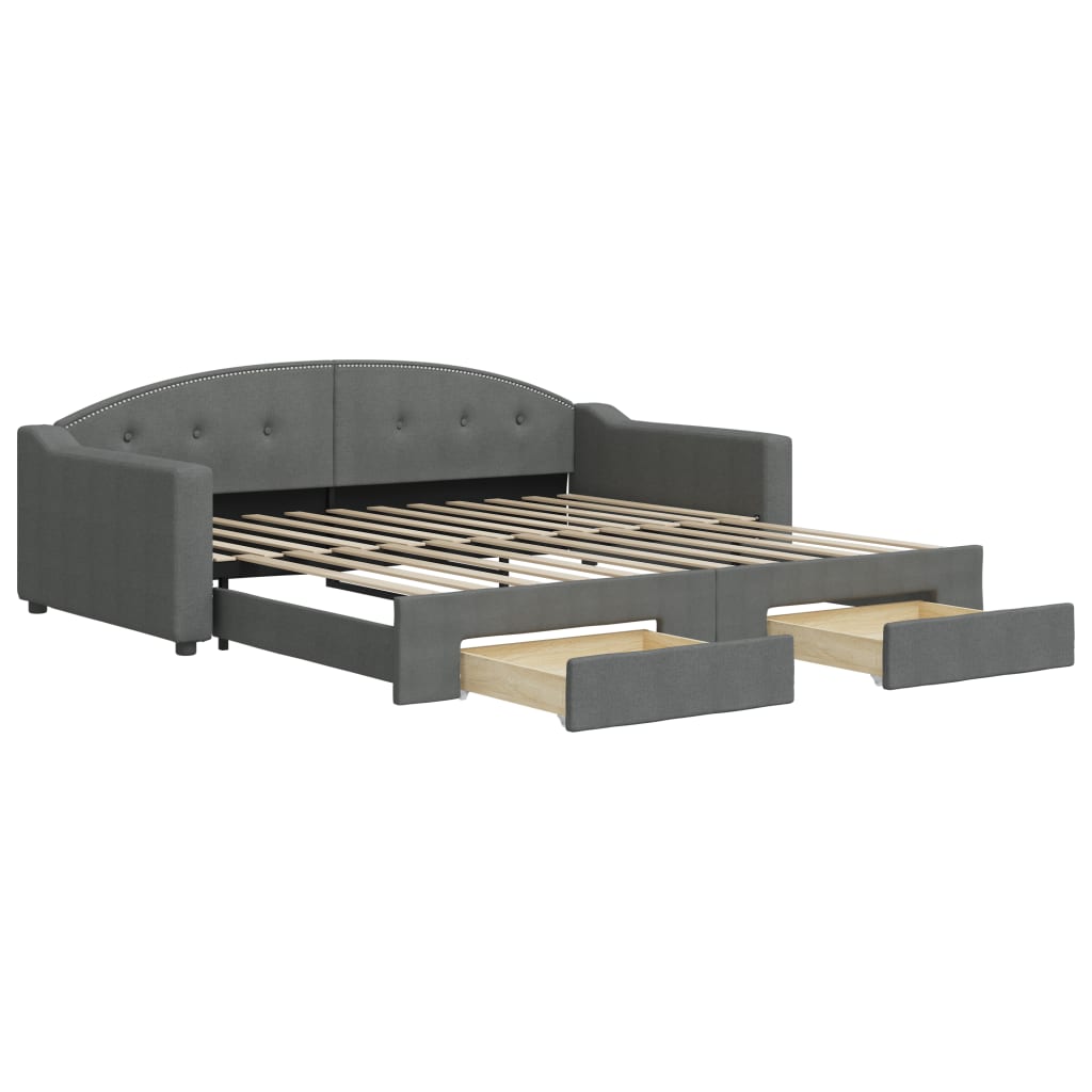 Divano Letto Estraibile Cassetti Grigio Scuro 100x200cm Tessuto | homemem39