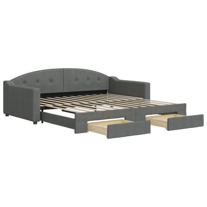 Divano Letto Estraibile Cassetti Grigio Scuro 100x200cm Tessuto | homemem39