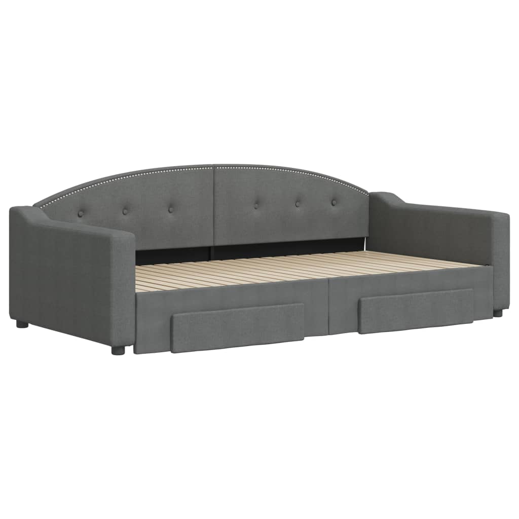 Divano Letto Estraibile Cassetti Grigio Scuro 100x200cm Tessuto | homemem39