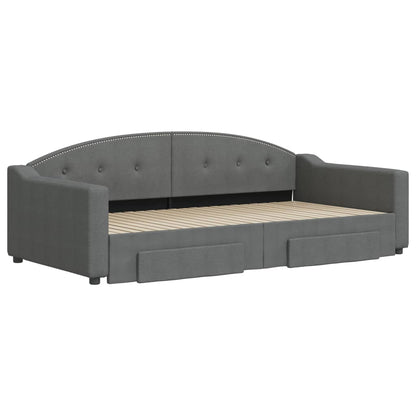 Divano Letto Estraibile Cassetti Grigio Scuro 100x200cm Tessuto | homemem39