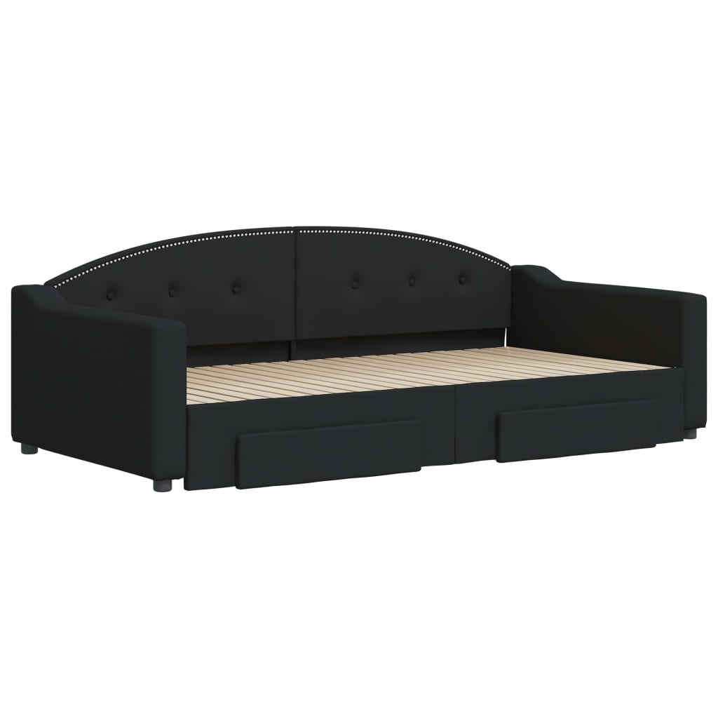 Divano Letto Estraibile con Cassetti Nero 100x200 cm in Tessuto - homemem39