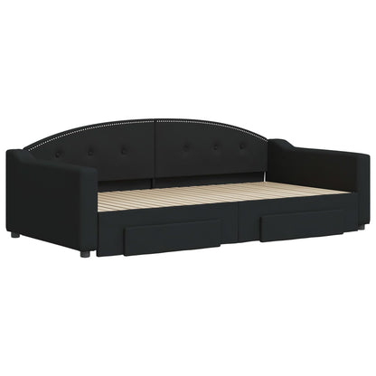 Divano Letto Estraibile con Cassetti Nero 100x200 cm in Tessuto - homemem39