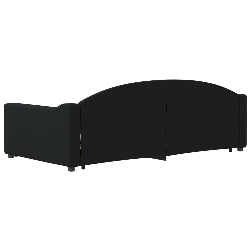 Divano Letto Estraibile con Cassetti Nero 100x200 cm in Tessuto