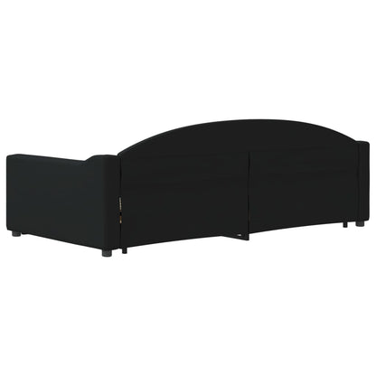 Divano Letto Estraibile con Cassetti Nero 100x200 cm in Tessuto