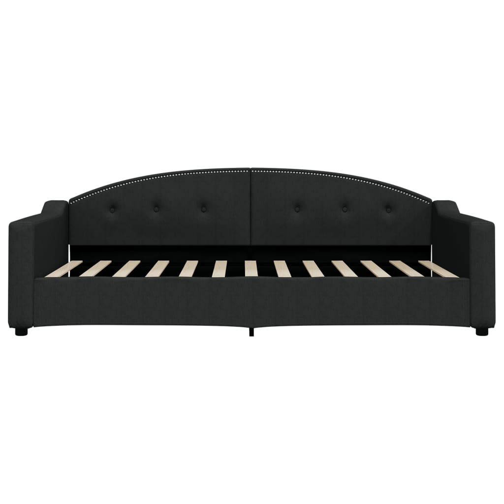 Divano Letto Estraibile con Cassetti Nero 100x200 cm in Tessuto