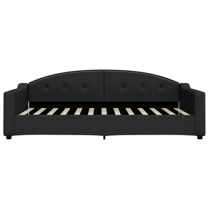 Divano Letto Estraibile con Cassetti Nero 100x200 cm in Tessuto