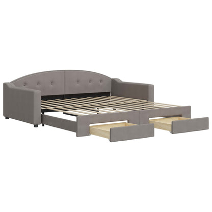 Divano Letto Estraibile con Cassetti Tortora 100x200 cm Tessuto