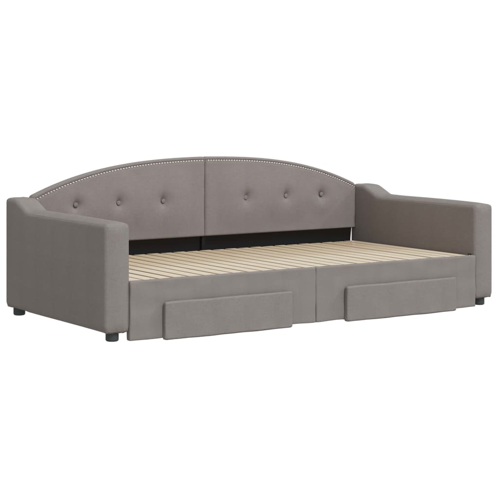 Divano Letto Estraibile con Cassetti Tortora 100x200 cm Tessuto | homemem39