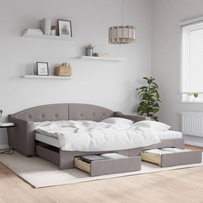 Divano Letto Estraibile con Cassetti Tortora 100x200 cm Tessuto | homemem39