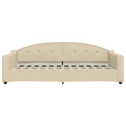 Divano Letto Estraibile con Cassetti Crema 100x200cm in Tessuto - homemem39