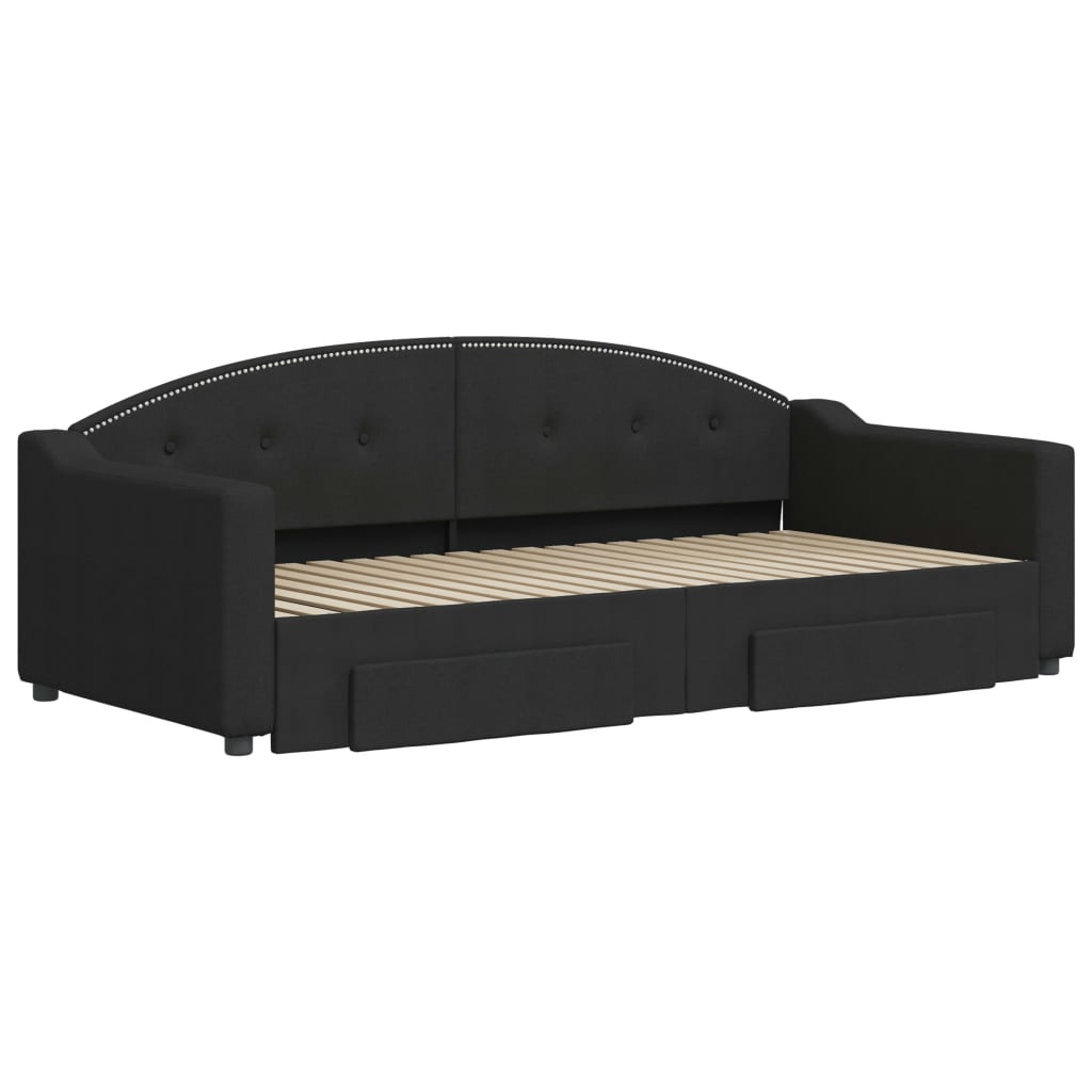 Divano Letto Estraibile con Cassetti Nero 90x190 cm in Tessuto | homemem39