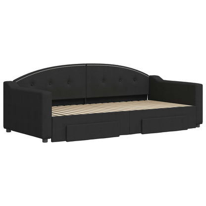 Divano Letto Estraibile con Cassetti Nero 90x190 cm in Tessuto | homemem39