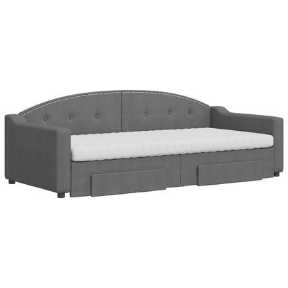 Divano Letto Estraibile Cassetti Grigio Scuro 90x200cm Tessuto