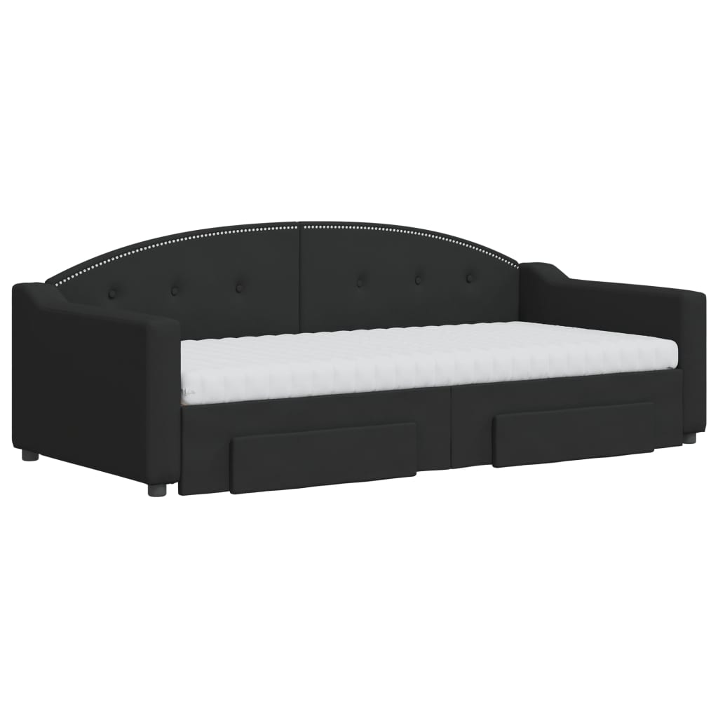 Divano Letto Estraibile con Cassetti Nero 90x190 cm in Tessuto | homemem39