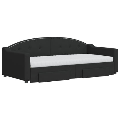 Divano Letto Estraibile con Cassetti Nero 90x190 cm in Tessuto | homemem39