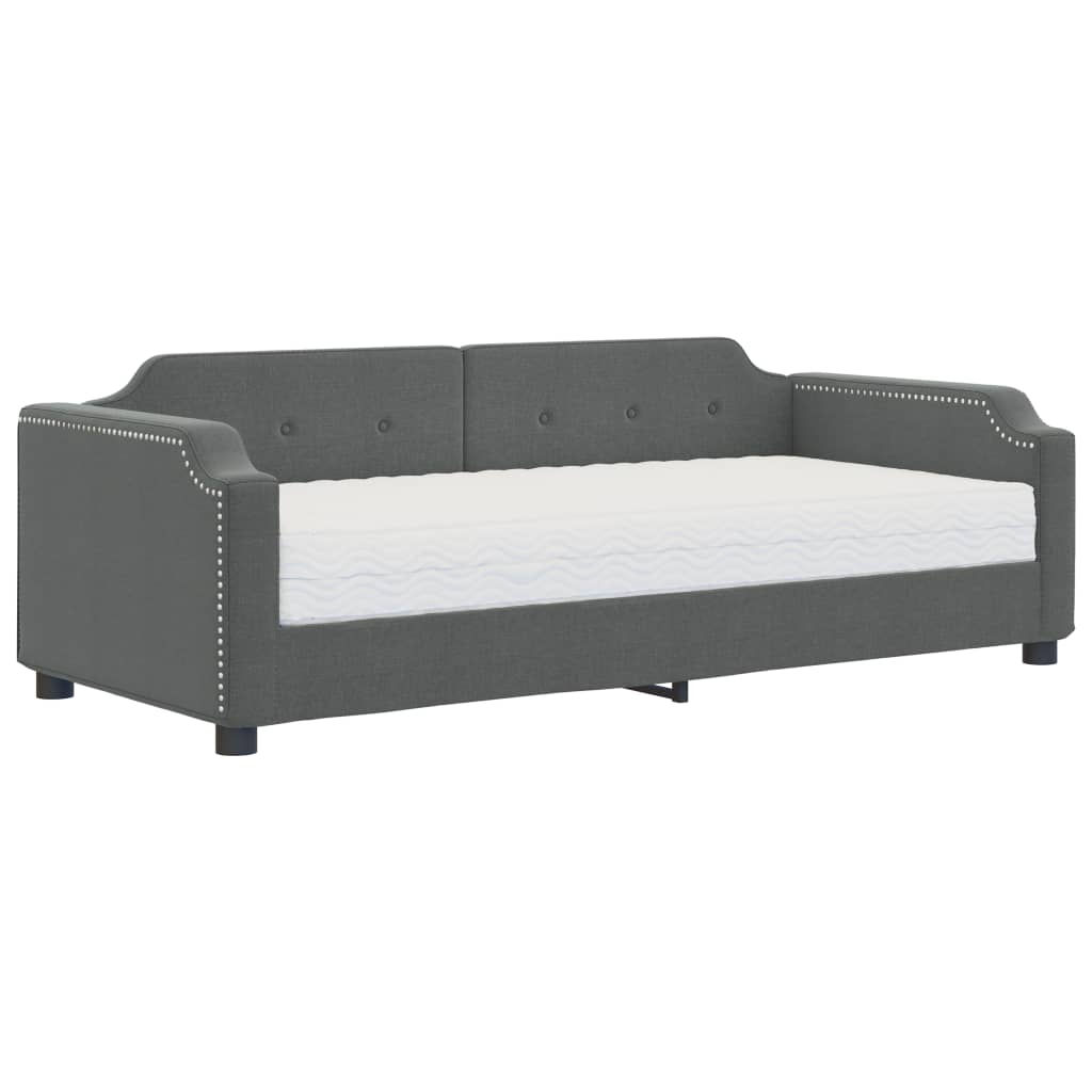 Divano Letto con Materasso Grigio Scuro 90x200 cm in Tessuto - homemem39