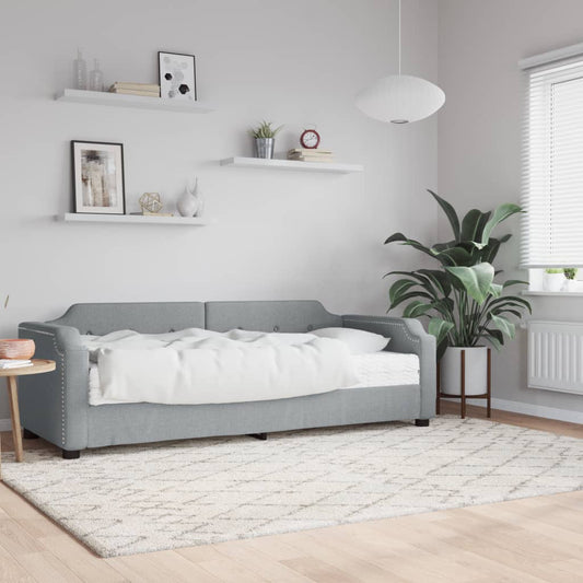Divano Letto con Materasso Grigio Chiaro 90x190 cm in Tessuto | homemem39