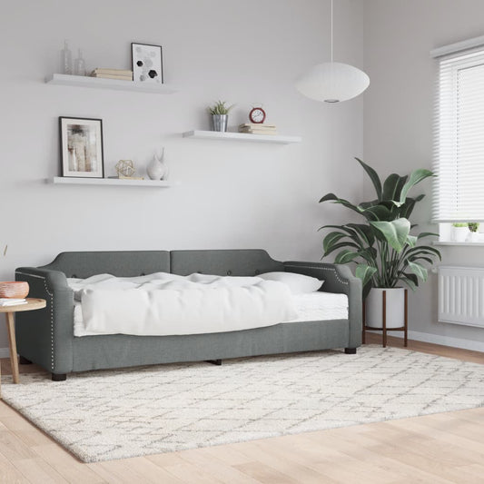 Divano Letto con Materasso Grigio Scuro 90x190 cm in Tessuto | homemem39