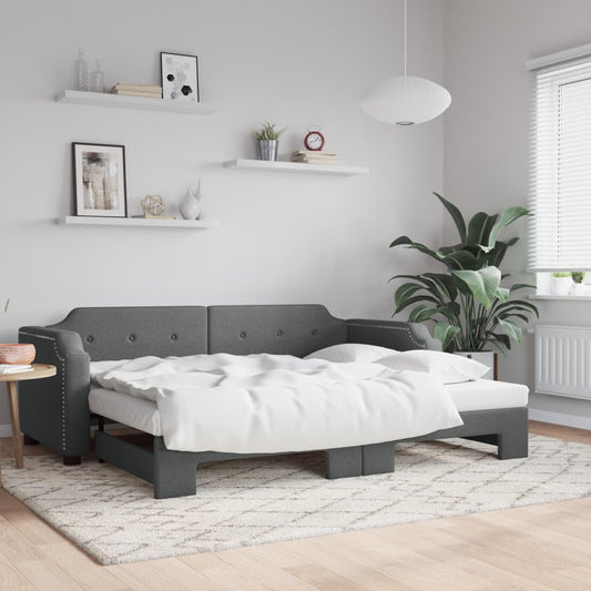Divano Letto con Letto Estraibile Grigio Scuro 80x200 Tessuto | homemem39