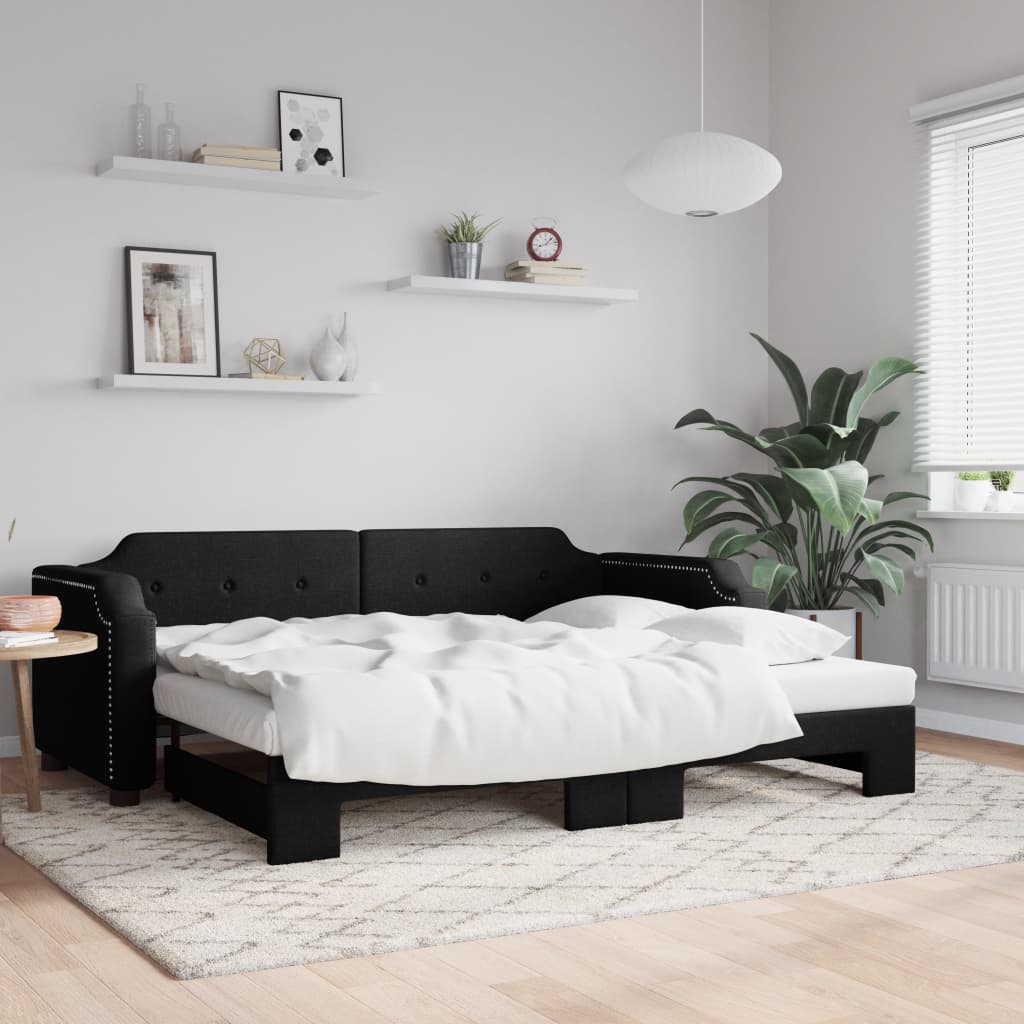 Divano Letto con Letto Estraibile Nero 80x200 Tessuto | homemem39