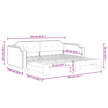 Divano Letto con Letto Estraibile Nero 90x200 cm in Tessuto