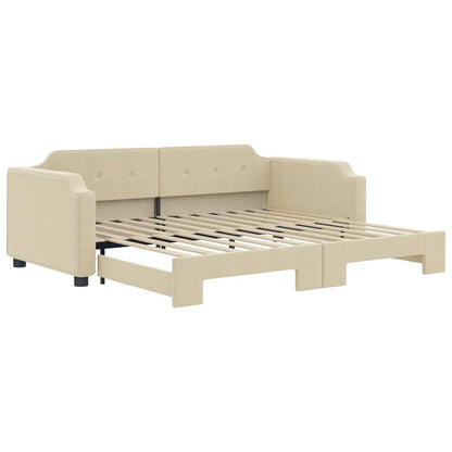 Divano Letto con Letto Estraibile Crema 90x200 cm in Tessuto - homemem39