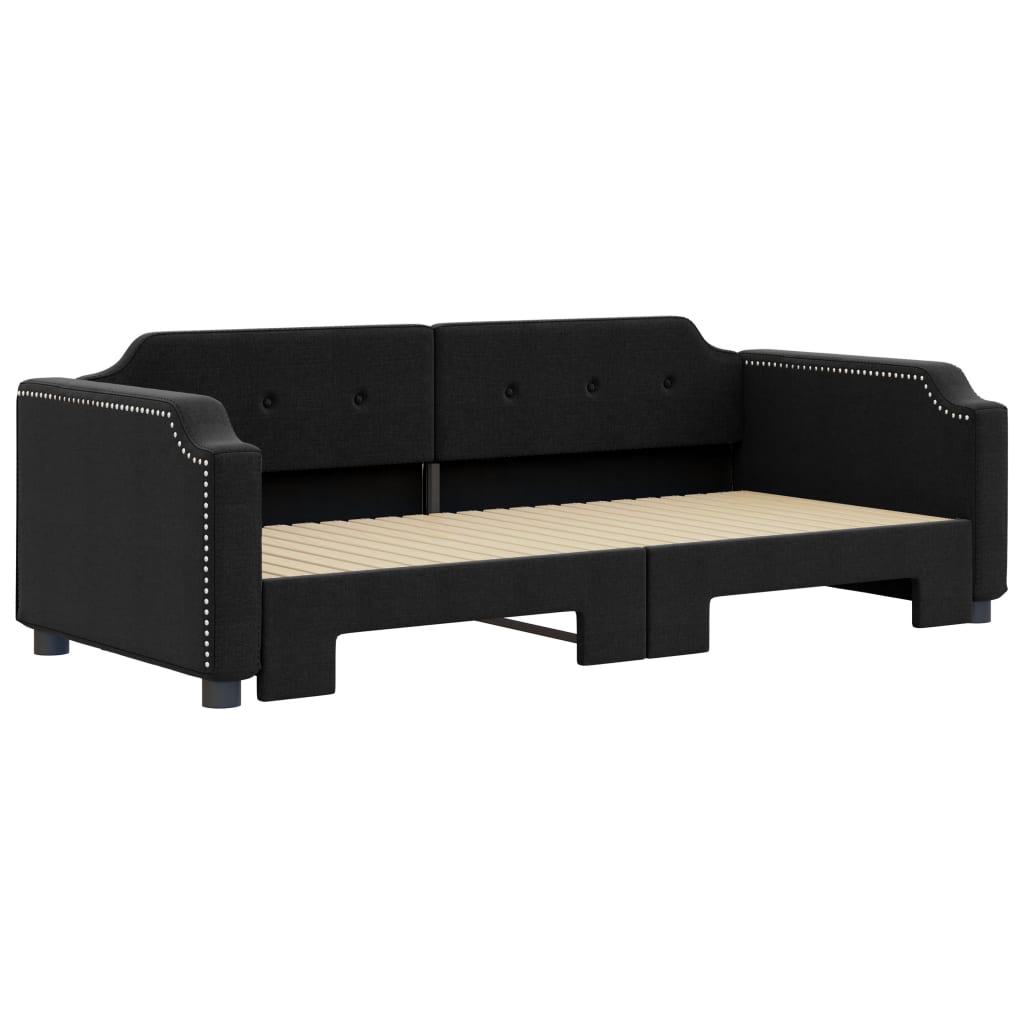 Divano Letto con Letto Estraibile Nero 100x200 cm in Tessuto