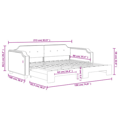 Divano Letto con Letto Estraibile Grigio Chiaro 90x190 Tessuto
