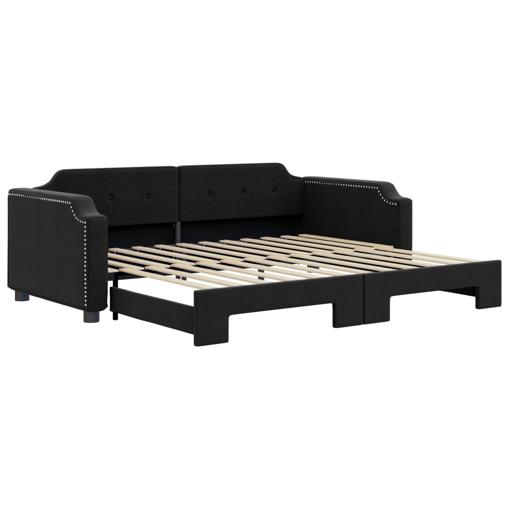 Divano Letto con Letto Estraibile Nero 90x190 cm in Tessuto - homemem39