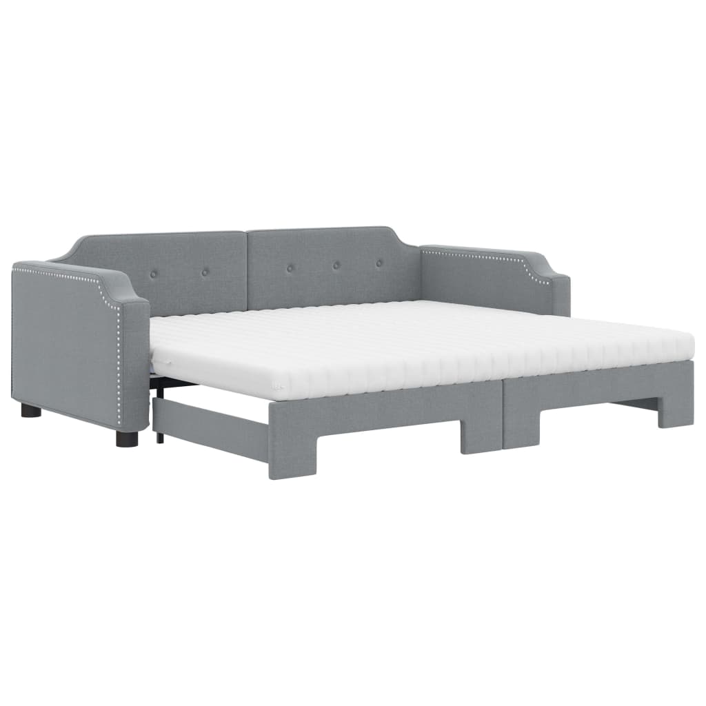 Divano Letto Estraibile Materassi Grigio Chiaro 100x200 Tessuto - homemem39