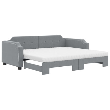 Divano Letto Estraibile Materassi Grigio Chiaro 100x200 Tessuto - homemem39