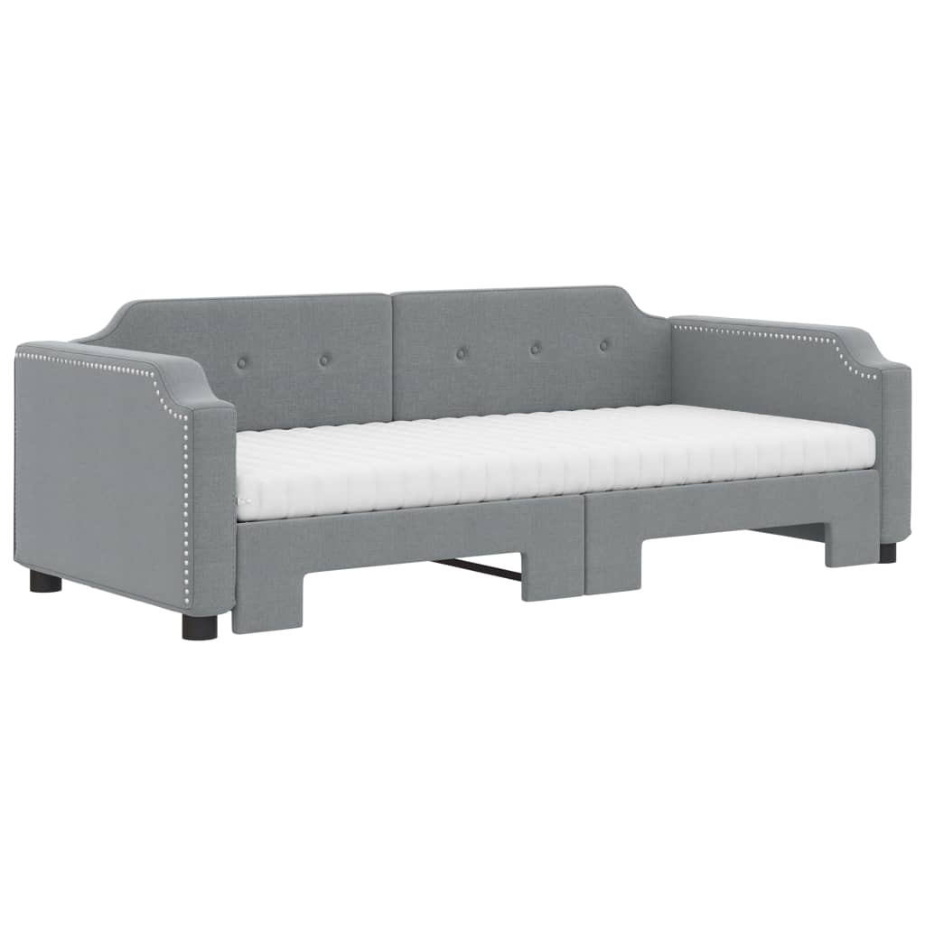 Divano Letto Estraibile Materassi Grigio Chiaro 100x200 Tessuto - homemem39