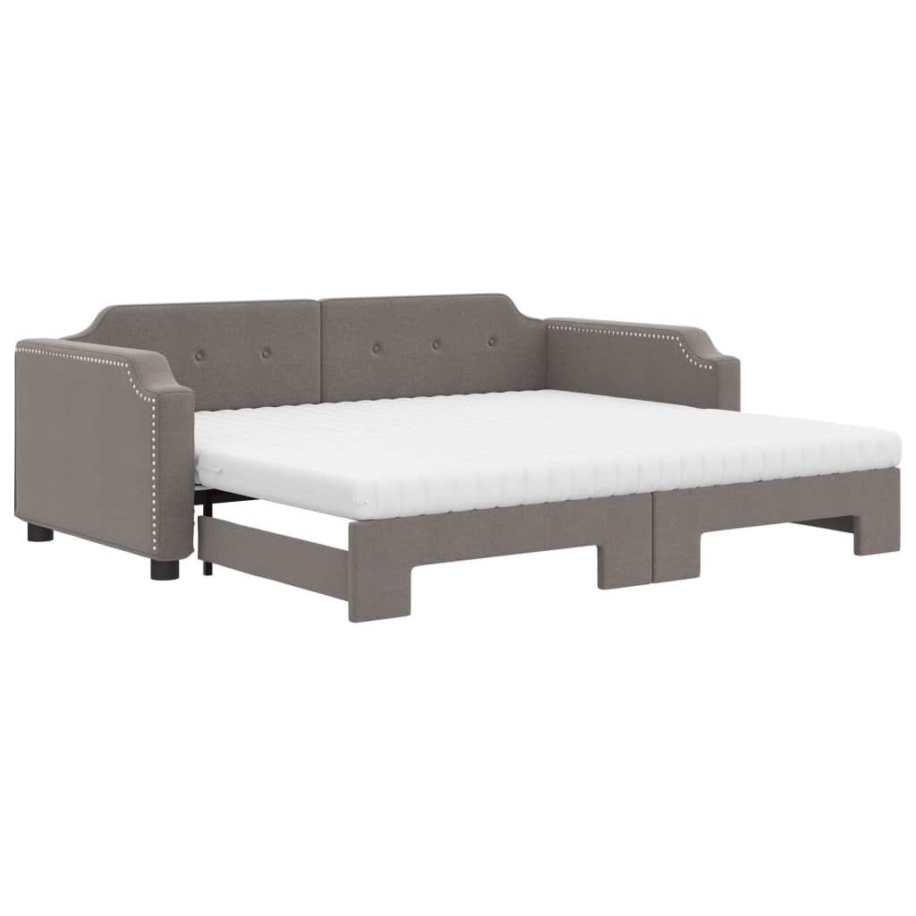 Divano Letto Estraibile con Materassi Tortora 100x200cm Tessuto - homemem39