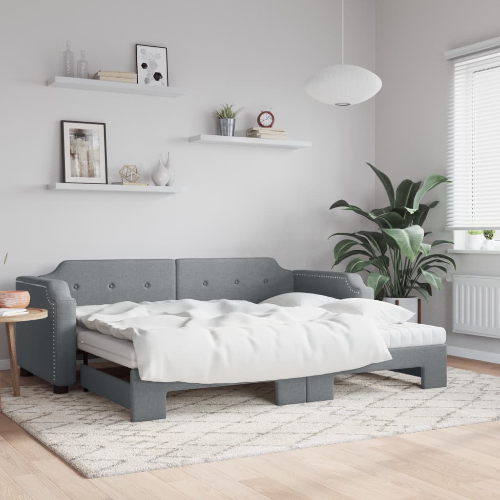 Divano Letto Estraibile Materassi Grigio Chiaro 90x190 Tessuto | homemem39