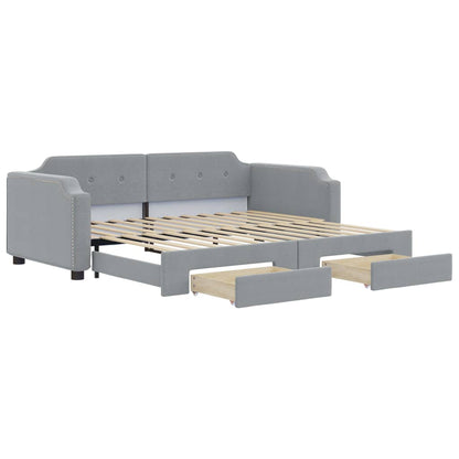 Divano Letto Estraibile Cassetti Grigio Chiaro 90x200cm Tessuto - homemem39