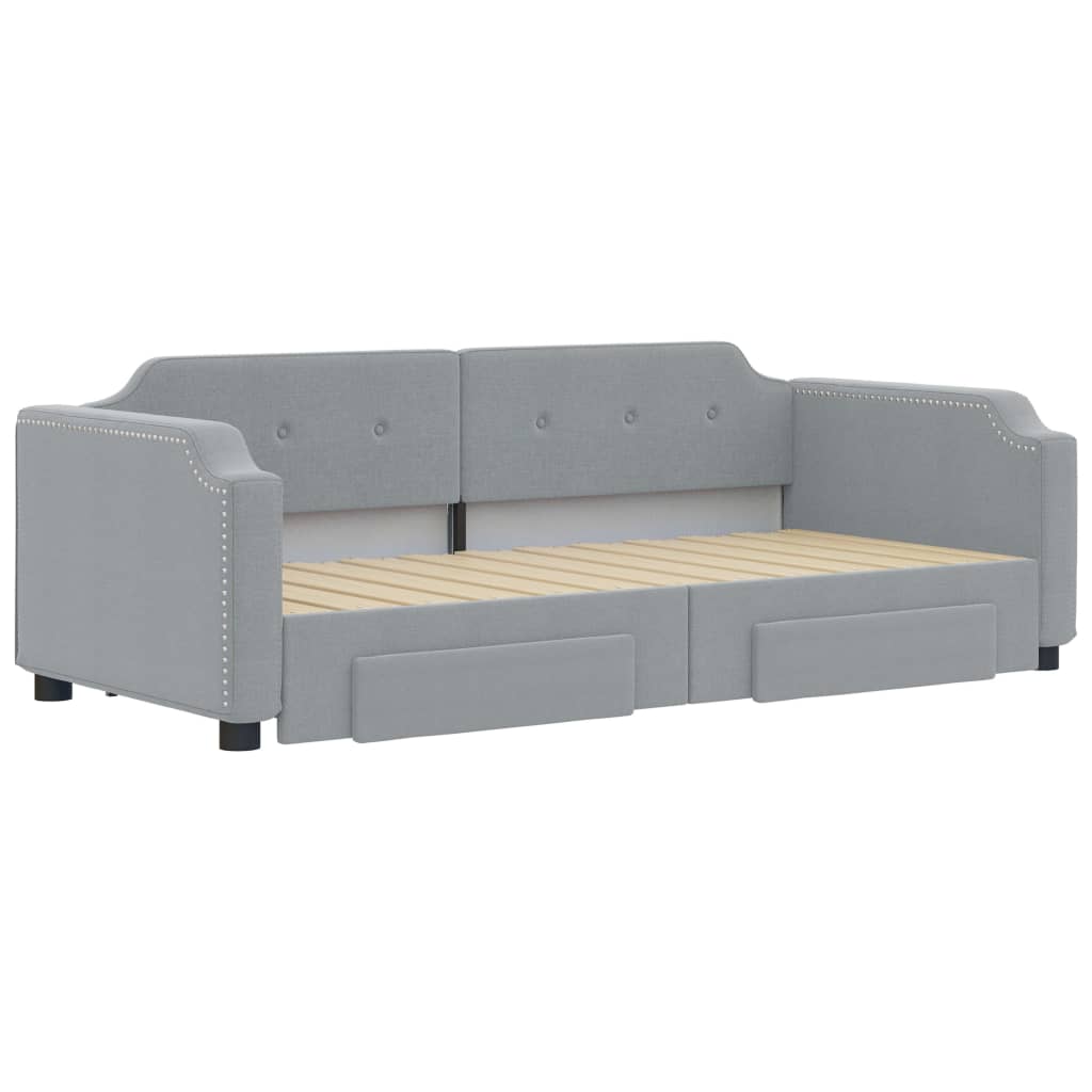 Divano Letto Estraibile Cassetti Grigio Chiaro 90x200cm Tessuto - homemem39