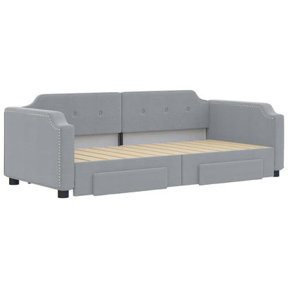 Divano Letto Estraibile Cassetti Grigio Chiaro 90x200cm Tessuto - homemem39