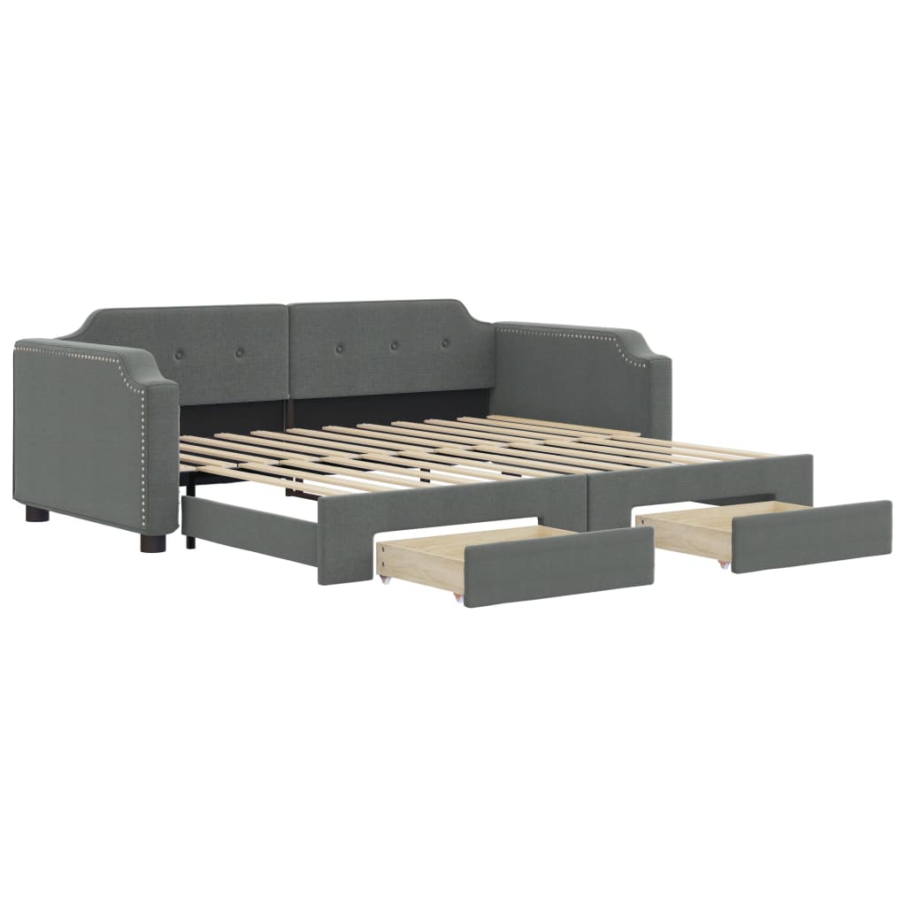 Divano Letto Estraibile Cassetti Grigio Scuro 90x200cm Tessuto - homemem39
