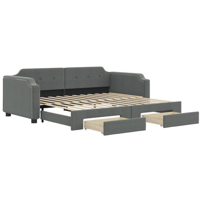 Divano Letto Estraibile Cassetti Grigio Scuro 90x200cm Tessuto - homemem39