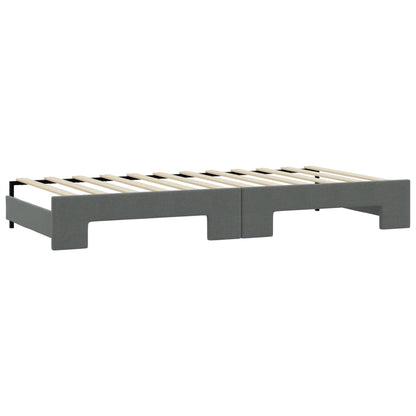 Divano Letto Estraibile Cassetti Grigio Scuro 90x200cm Tessuto - homemem39