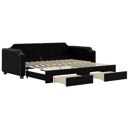 Divano Letto Estraibile con Cassetti Nero 90x200 cm in Tessuto - homemem39