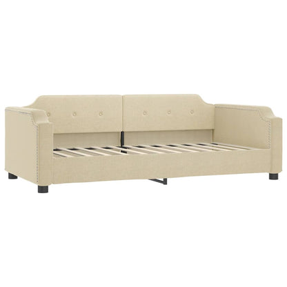 Divano Letto Estraibile con Cassetti Crema 90x200 cm in Tessuto