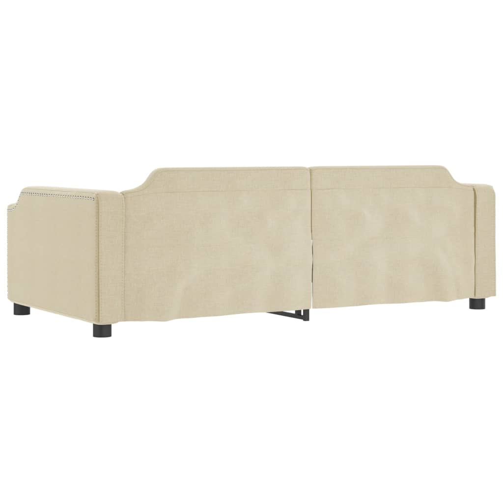 Divano Letto Estraibile con Cassetti Crema 90x200 cm in Tessuto