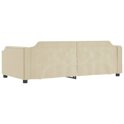 Divano Letto Estraibile con Cassetti Crema 90x200 cm in Tessuto