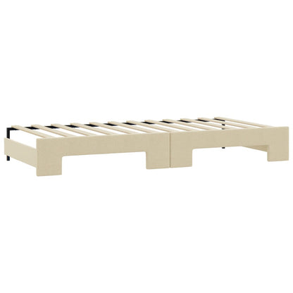 Divano Letto Estraibile con Cassetti Crema 90x200 cm in Tessuto