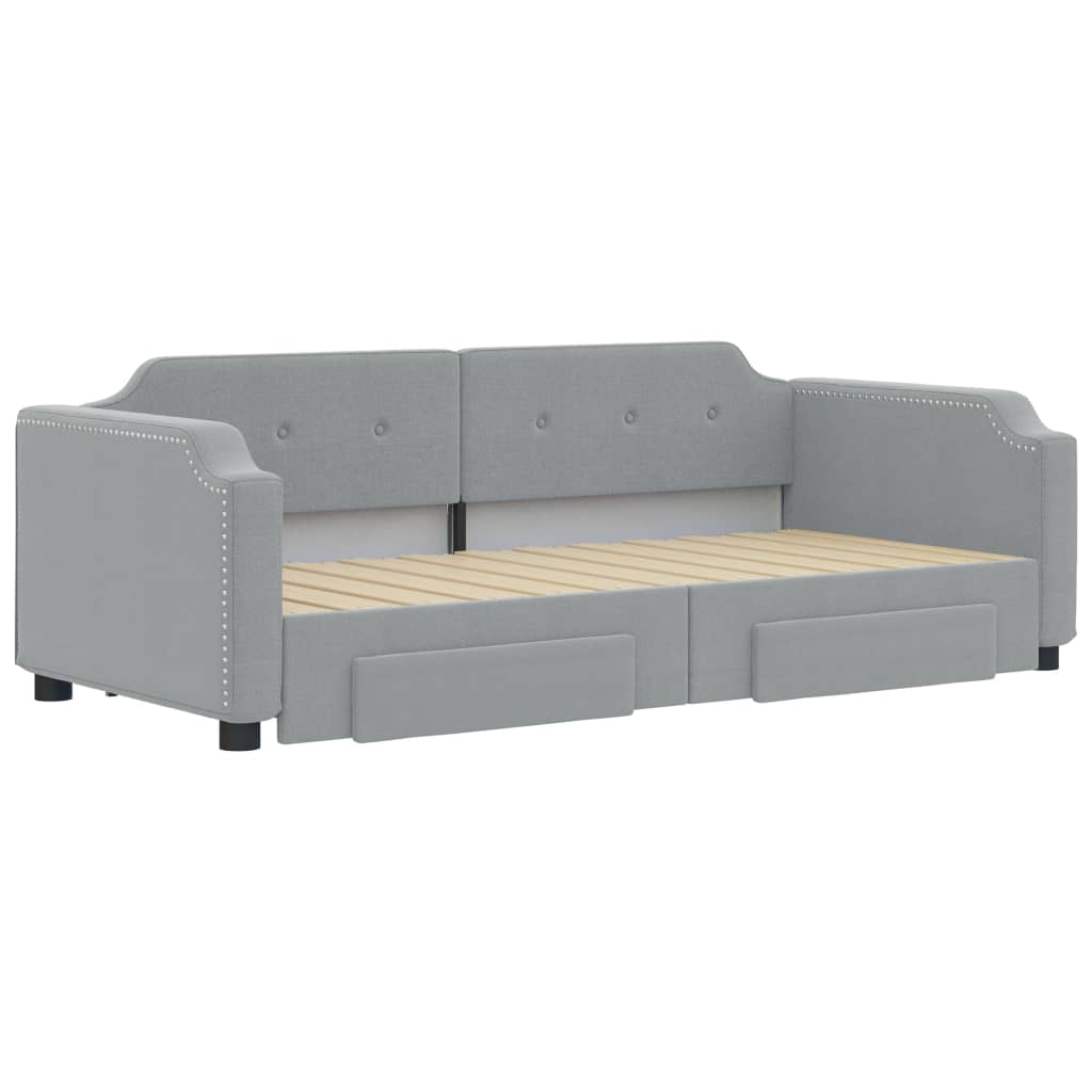 Divano Letto Estraibile Cassetti Grigio Chiaro 100x200 Tessuto - homemem39